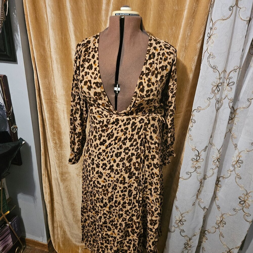Gap Cotton Leopard Wrap Dress